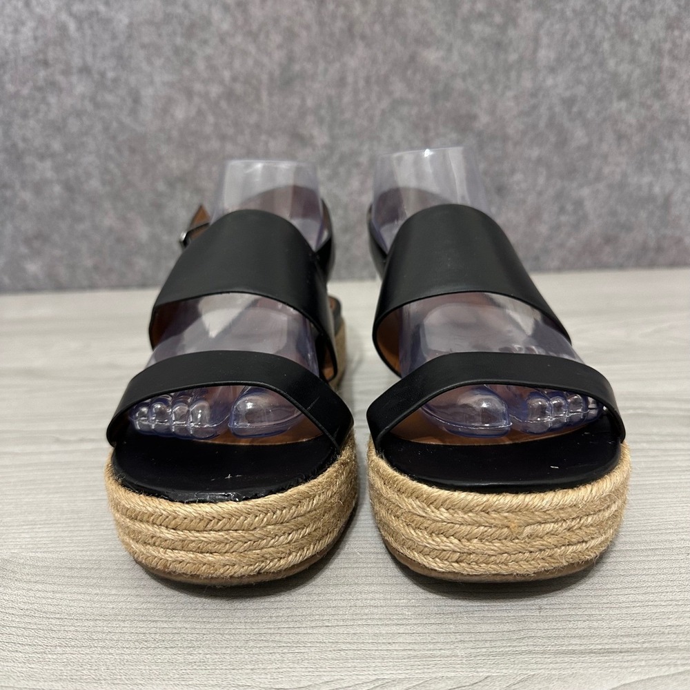 Naturalizer Espadrille Platform Sandals Black Leather Ankle Strap Women 7.5 - Picture 3 of 10